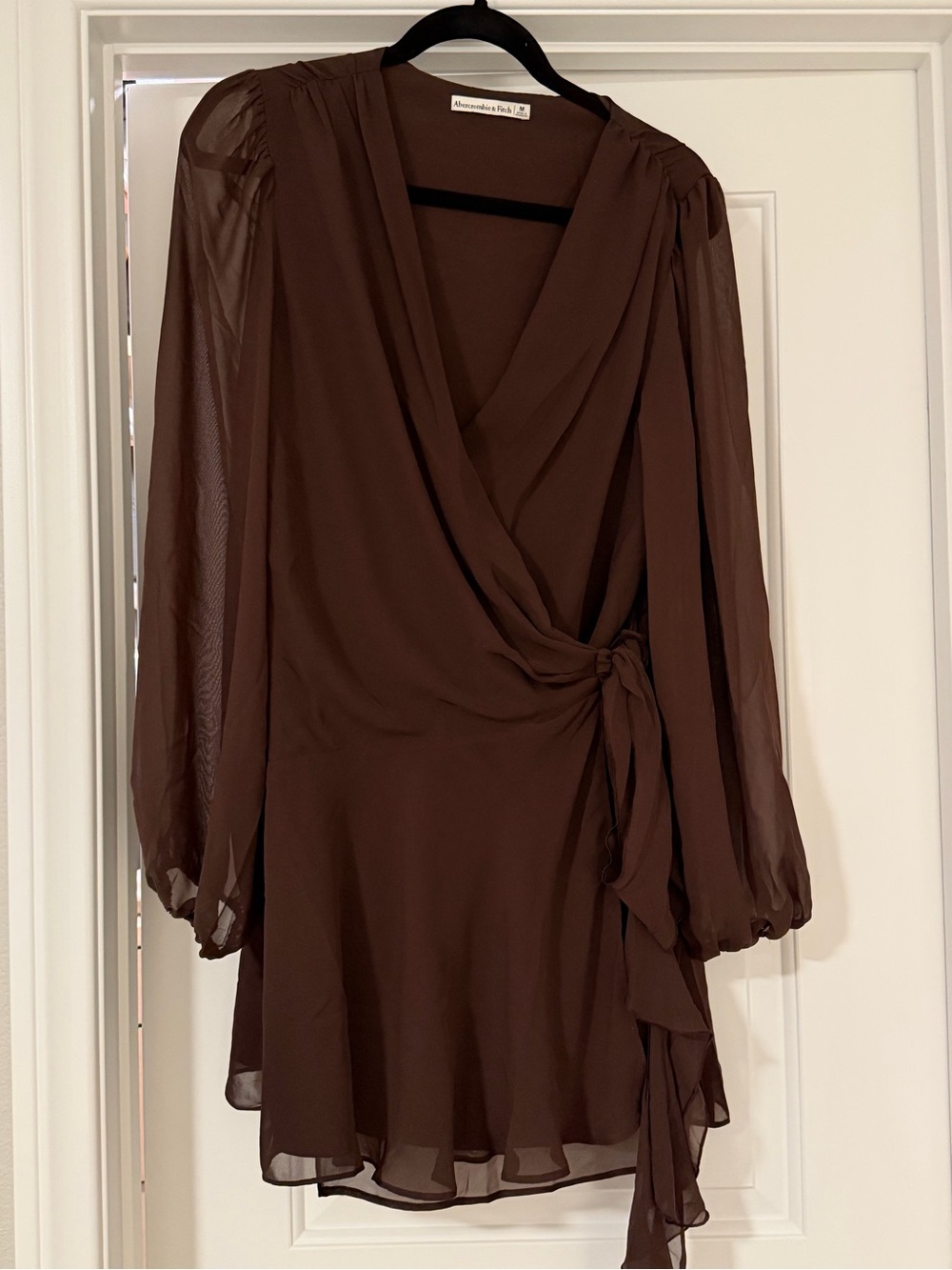Abercrombie and Fitch Chocolate Brown Long-Sleeve Wrap Dress